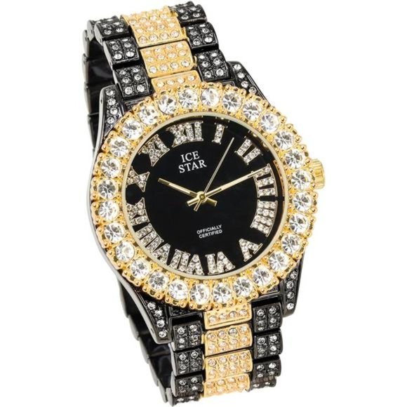 NEW Iced Out Gold/Black Apple Watch Band - Picture 4 of 6